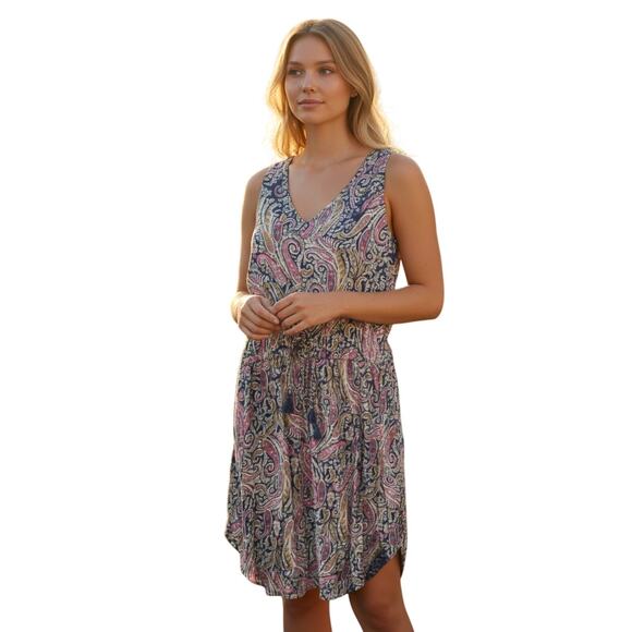 Lucky Brand Boho Midi Dress Women’s Medium Sleeveless V‑Neck Festival Capsule - Picture 6 of 6